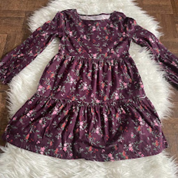 Old Navy Other - Old Navy Girls Medium 8 Long Sleeve Dress Maroon Burgundy Floral NWT